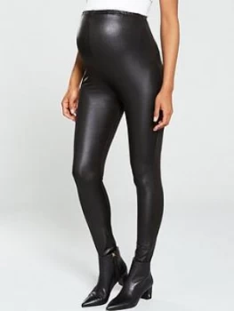 Mama-Licious Maternity Shiny Over The Bump Leggings - Black