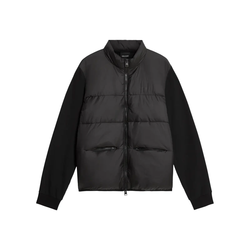 Image of Lyle & Scott Hybrid zip-up puffer jacket with high collar Lyle & Scott Noir Male XL