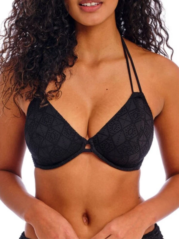 Image of Freya Womens Nomad Nights Halterneck Bikini Top in Black Size: 30DD Black Female 30DD