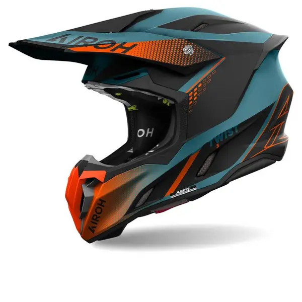 Image of Airoh Twist 3 Shard Orange Blue Offroad Helmet Size M