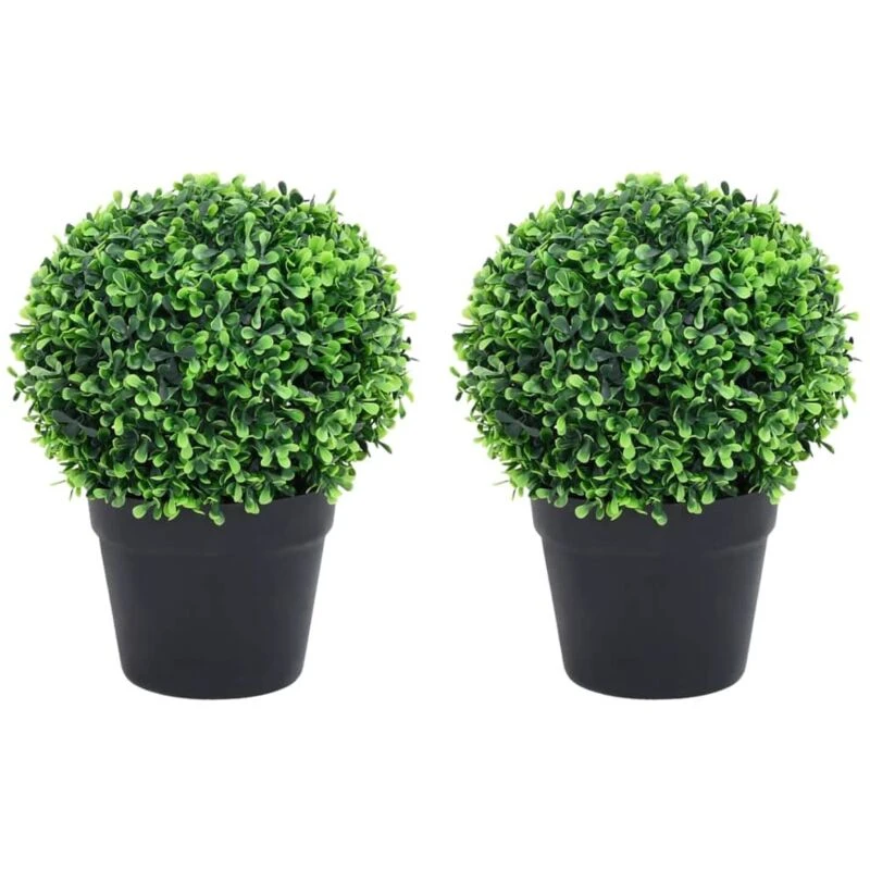 Image of VIDAXL Artificial Boxwood Plants 2 pcs with Pots Ball Shaped Green 27cm vidaXL 8720286569221