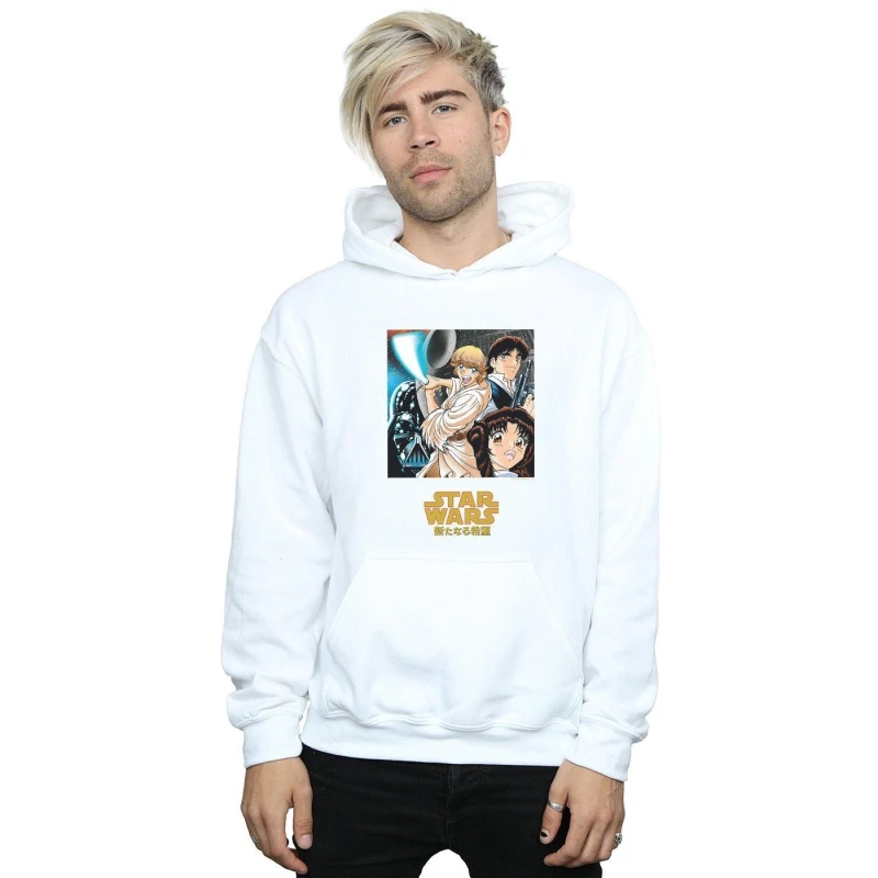 Image of Star Wars Star Wars Men Anime Poster Hoodie in White Size: Small White S Male 5059114340552