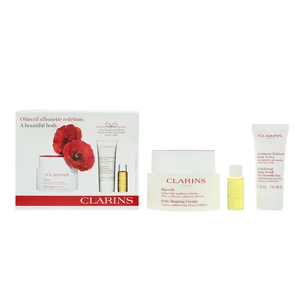 image of Clarins A Beautiful Body 3 Piece Gift Set: Body Cream 200ml - Exfoliating Cream 30ml - Tonic Body Oil 10ml