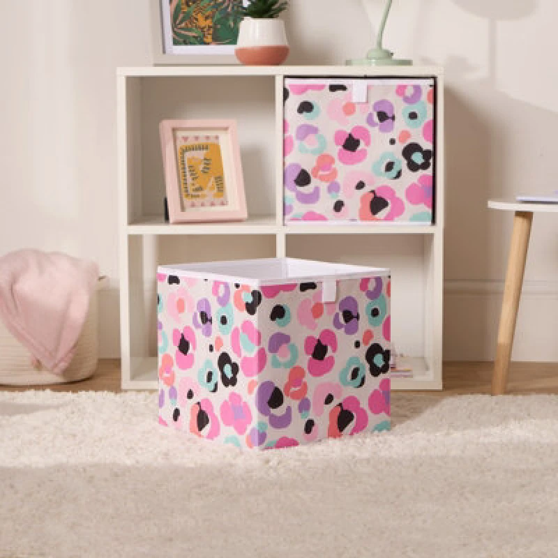 Image of OHS OHS Storage Cube Boxes Leopard 2 Pack Folding Space Saving Shoe Organiser in White White One Size Unisex 5027434215560