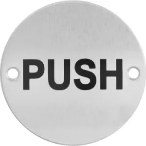 Image of Eclipse Satin Stainless Steel Door Sign Push 76mm in Silver