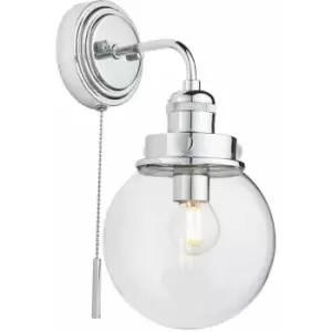 Image of Loops - Bathroom Wall Light Fitting - Chrome Plate & Clear Glass Shade - Single Lamp