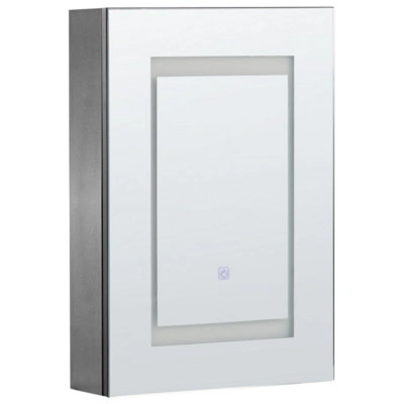 Image of Beliani Bathroom Wall Mounted Mirror Cabinet LED Malaspina 40 Cm 60 Cm Black