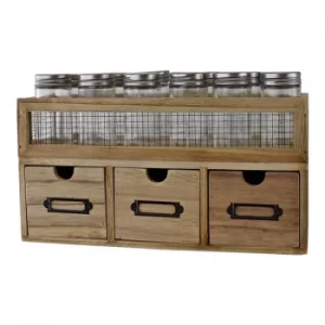 12 Jar Freestanding Spice Rack With Bottles & 3 Drawer Cabinet