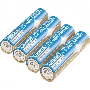 Image of Draper Heavy Duty AAA Alkaline Batteries Pack of 4