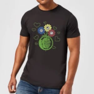 image of Marvel Avengers Hulk Flower Fist T-Shirt - Black