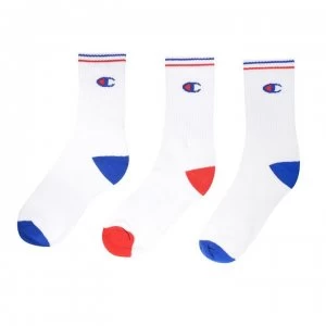 image of Champion 3 Pack Logo Crew Socks - Blue/Red 8LX