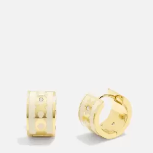 image of Coach Enamel C Chain Huggie Earring - Gold/Chalk