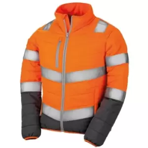Image of Result Womens/Ladies Safe-Guard Soft Safety Jacket (S) (Fluorescent Orange/Grey) - Fluorescent Orange/Grey