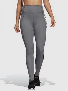 Image of adidas Designed 2 Move High Rise Leggings - Grey , Black, Size L, Women