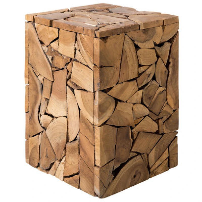 Image of Beliani Side Table Nelson Teak Wood Brown