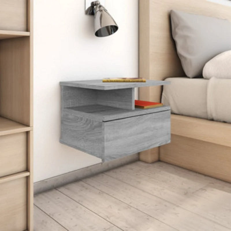 Image of VIDAXL Floating Nightstand Grey Sonoma 40x31x27cm Engineered Wood vidaXL 8720286975466