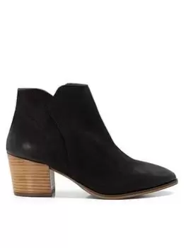 image of Dune London Dune Parlor Heeled Suede Ankle Boots - Black, Size 5, Women