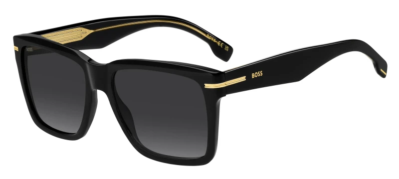 Image of Hugo Boss Mens Rectangle Black Grey Gradient BOSS 1745/S Black Male One Size