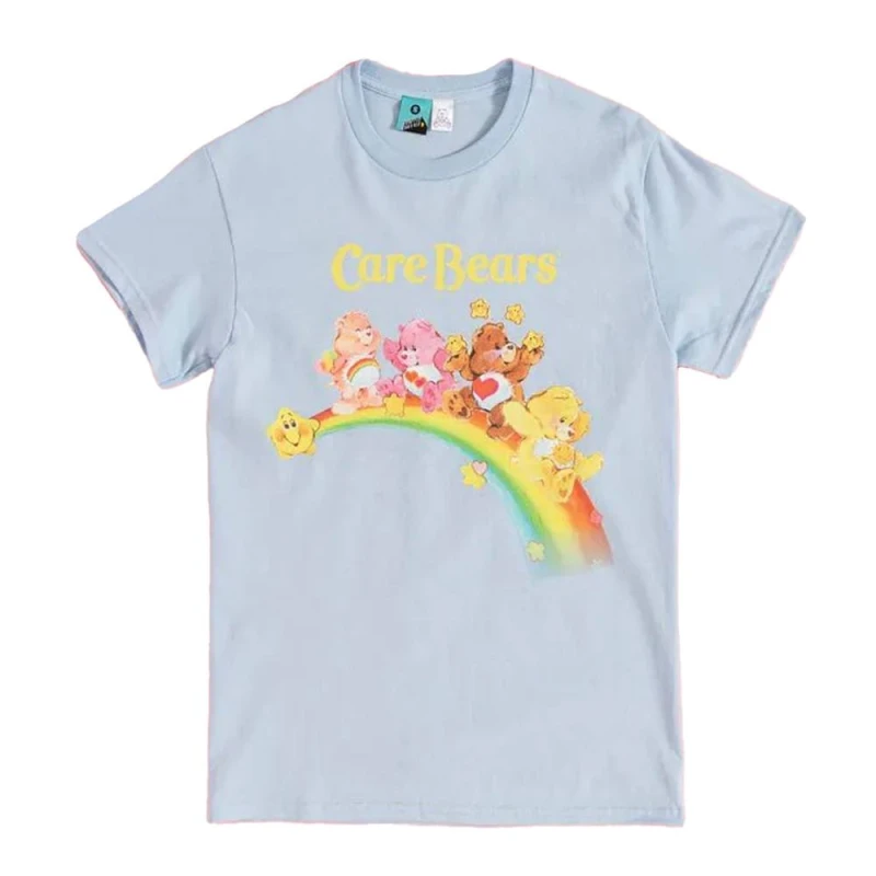Image of Care Bears Mens Rainbow T-Shirt in Blue Size: Medium Blue Male M