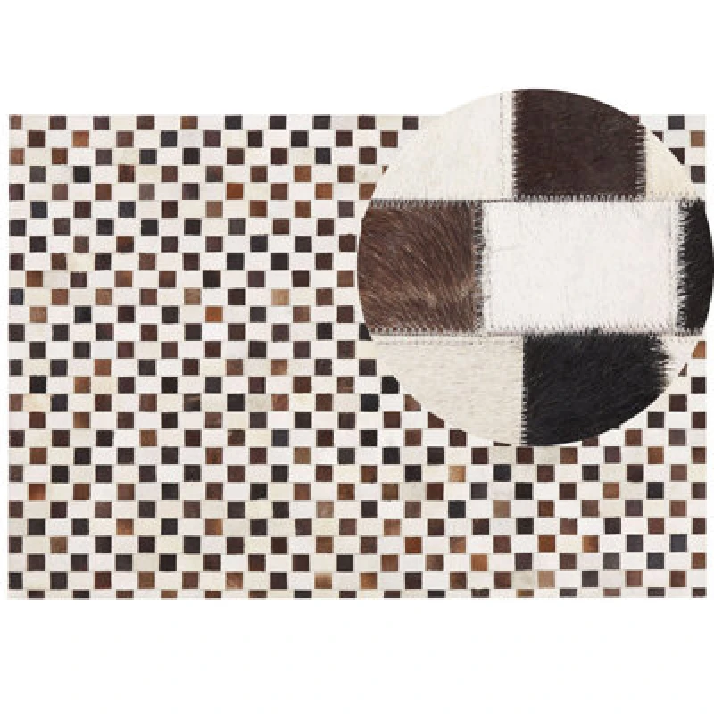 Image of Beliani Rug Kayabey Beige 160 X 230 Cm Leather