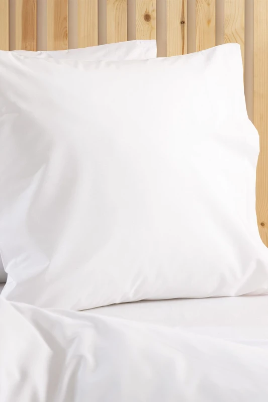 Image of Belledorm Easy Care 200 Thread Count Cotton Polyester Percale Continental Pillowcase in White White Unisex