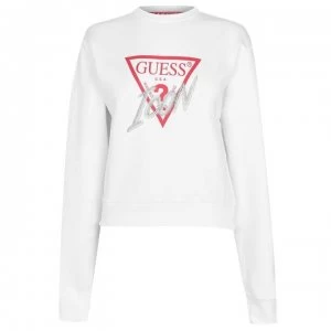 Guess Logo Crew Sweatshirt - True White A000