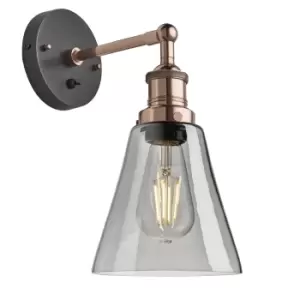 Image of Industville Brooklyn 6" Flask Wall Light / Smoke Grey Tinted Glass and Pewter Holder