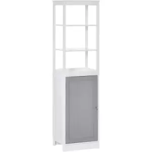 image of Bathroom Tall Storage Cabinet Organizer Tower w/ Door Shelves - Kleankin