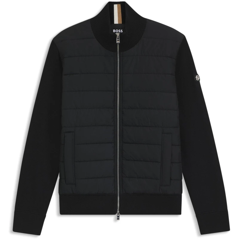 Image of Boss Mens Black Long Sleeve Hybrid Jacket Black 001 male Large