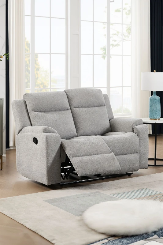 Image of More4Homes Orka 2 Seater Fabric Manual Recliner Sofa Grey