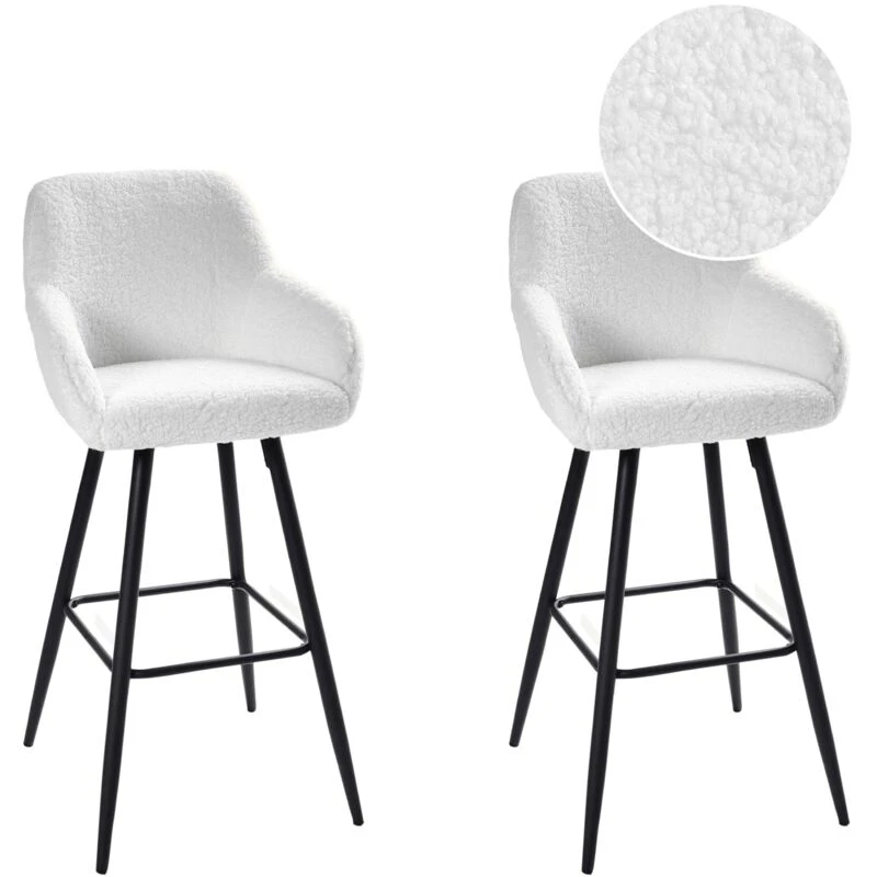 Image of Beliani Set Of 2 Bar Chairs Casmalia Boucle Off-White