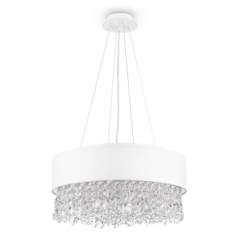 Image of Manfred Ceiling Lamp White & Crystal, 6 Light, E14