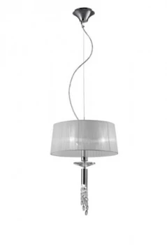 Image of Ceiling Pendant 3+1 Light E27+G9, Polished Chrome with White Shade & Clear Crystal