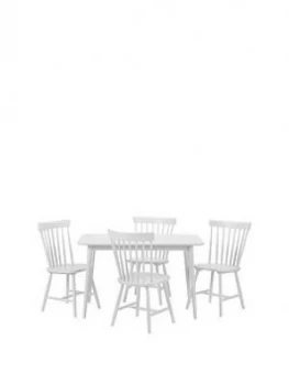 image of Julian Bowen Torino 120 Cm Dining Table + 4 Chairs - White