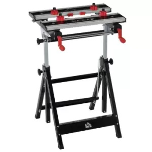 Image of Foldable Work Bench Tool Stand with Adjustable Height & Clamps Saw Table