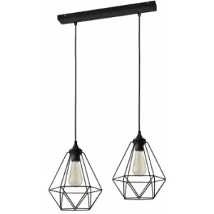 Helam Lighting - Helam Karo Straight Bar Pendant Ceiling Light Black 50cm