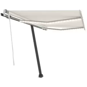 image of Manual Retractable Awning with LED 350x250cm Cream vidaXL - Cream