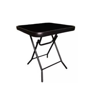Image of Kingfisher Black Glass Folding Garden Side Table