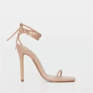 Missguided Faux Leather Lace Up Heels - Beige