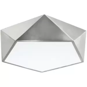 Image of Inglewood 4 Light Integrated LED Semi Flush Light Metal, Satin Nickel Outside, Matt White Inside LED E27 - Merano