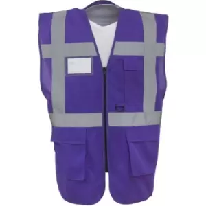 Yoko Hi-Vis Premium Executive/Manager Waistcoat / Jacket (3XL) (Purple) - Purple