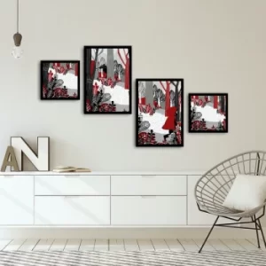 Image of 4PSCT-17 Multicolor Decorative Framed MDF Painting (4 Pieces)