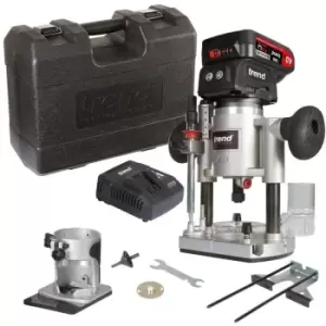 Image of Trend T18S/R14K1 18v Cordless Brushless Router Trimmer + Plunge Base - 1 x 4.0Ah