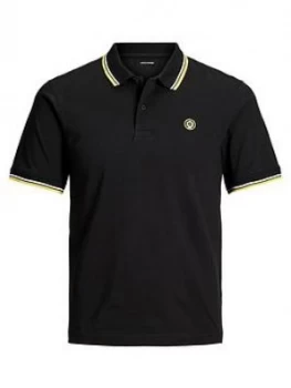 image of Jack & Jones Boys Short Sleeve Tipped Polo - Black, Size 12 Years