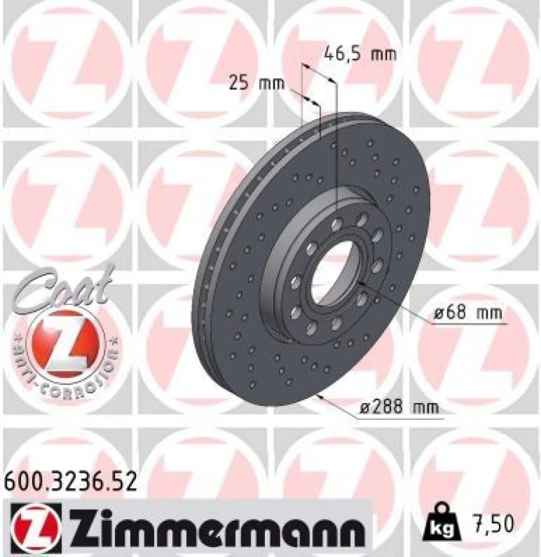 Image of ZIMMERMANN Brake disc ZIMMERMANN 600.3236.52