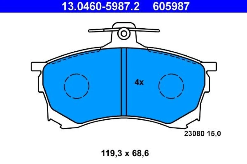 Image of ATE 13.0460-5987.2 Brake pad set excl. wear warning contact Brake Pad Set,disc brake (402)