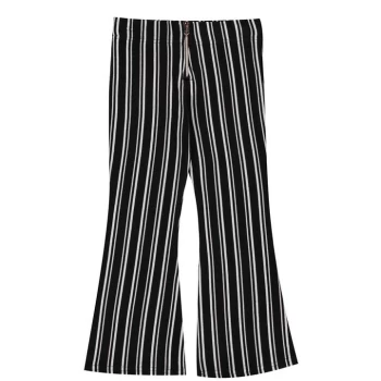 image of Firetrap Ribbed Wide Leg Trousers Girls - Jet Stripe