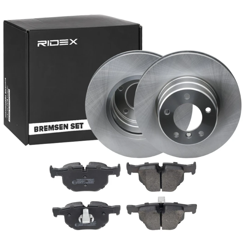 Image of RIDEX 3405B1488 Brake disc and pads set Rear Axle Brake Set,disc brakes (3405)