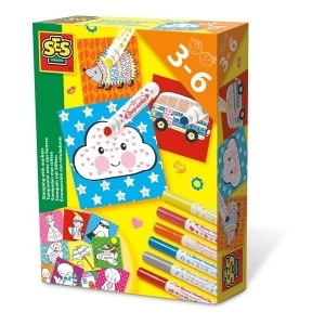 image of SES Creative - Childrens Stamping with Markers Kit 6 Markers (Multi-colour)