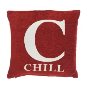 image of "Chill" Red Filled Cushion 45x45cm